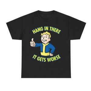 Fallout Graphic T Shirt Hang In There Funny Vintage Game Unisex Heavy Cotton Tee